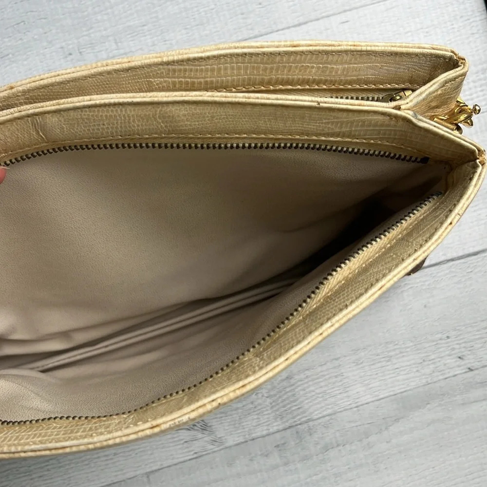 Vintage 80s Bag By Supreme Beige Snakeskin Print Handbag - Picture 6 of 7